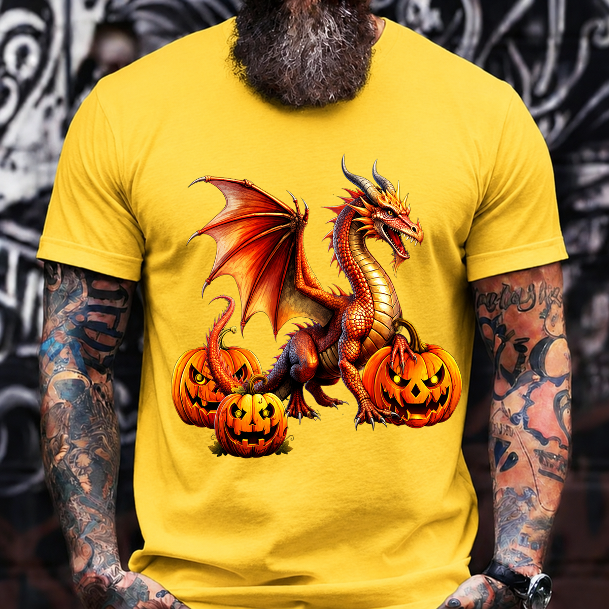 Halloween Dragon Pumpkin T-Shirt – Fiery Fantasy Creature