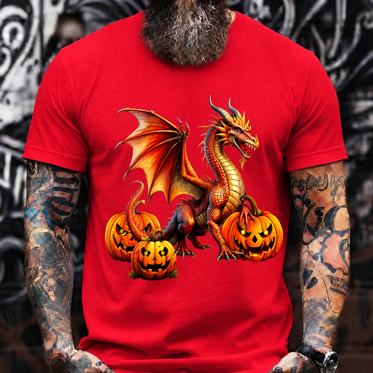 Halloween Dragon Pumpkin T-Shirt – Fiery Fantasy Creature