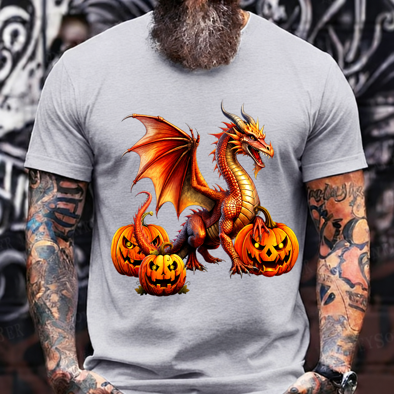 Halloween Dragon Pumpkin T-Shirt – Fiery Fantasy Creature
