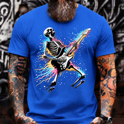 Halloween Skeleton Guitar T-Shirt – Rock Music Skull with Electric Guitar