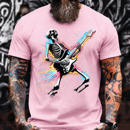 Halloween Skeleton Guitar T-Shirt – Rock Music Skull with Electric Guitar