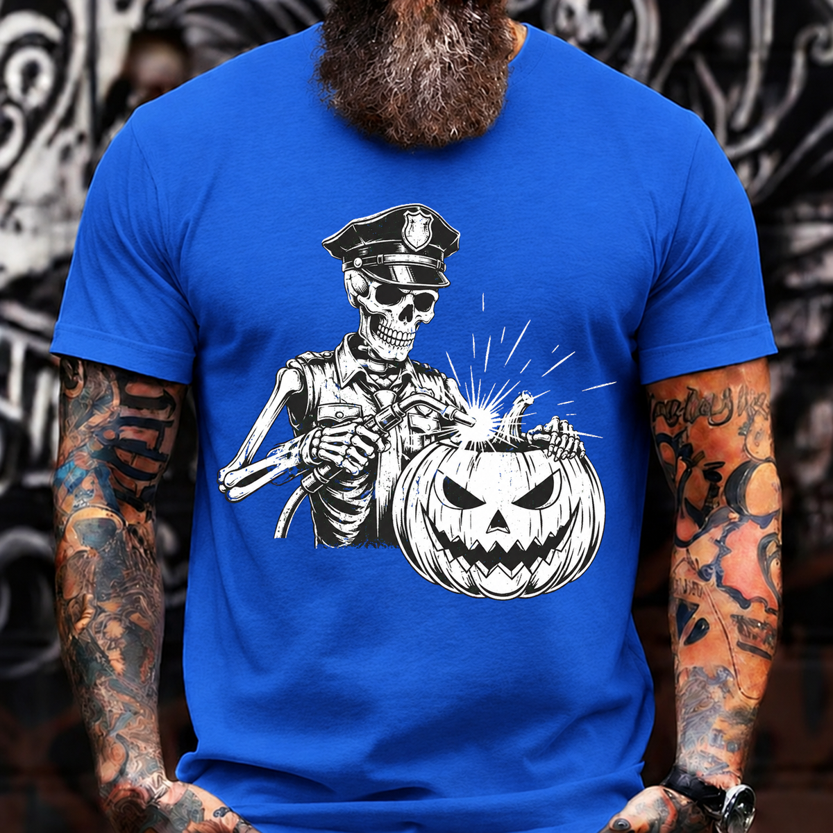 Skeleton Police Pumpkin T-Shirt