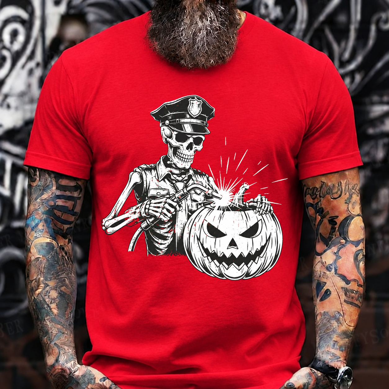 Skeleton Police Pumpkin T-Shirt