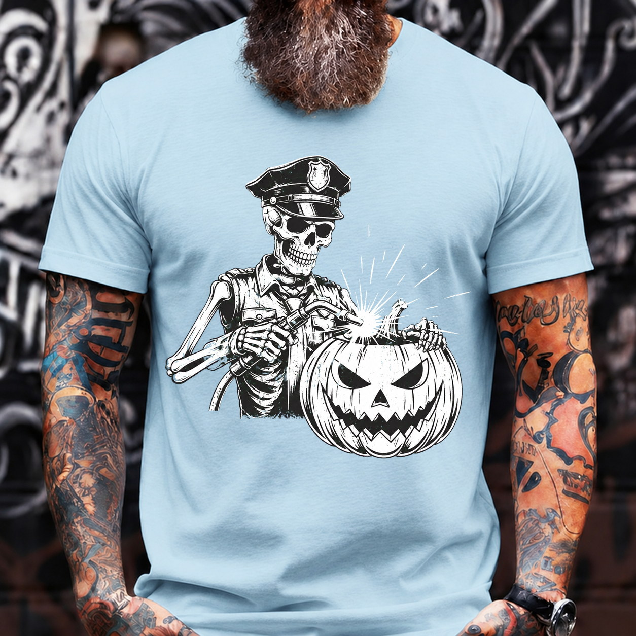 Skeleton Police Pumpkin T-Shirt