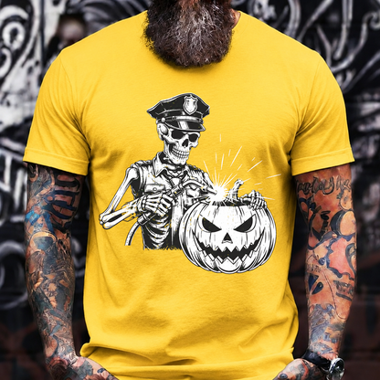 Skeleton Police Pumpkin T-Shirt