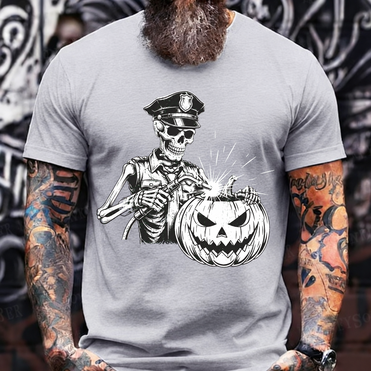 Skeleton Police Pumpkin T-Shirt