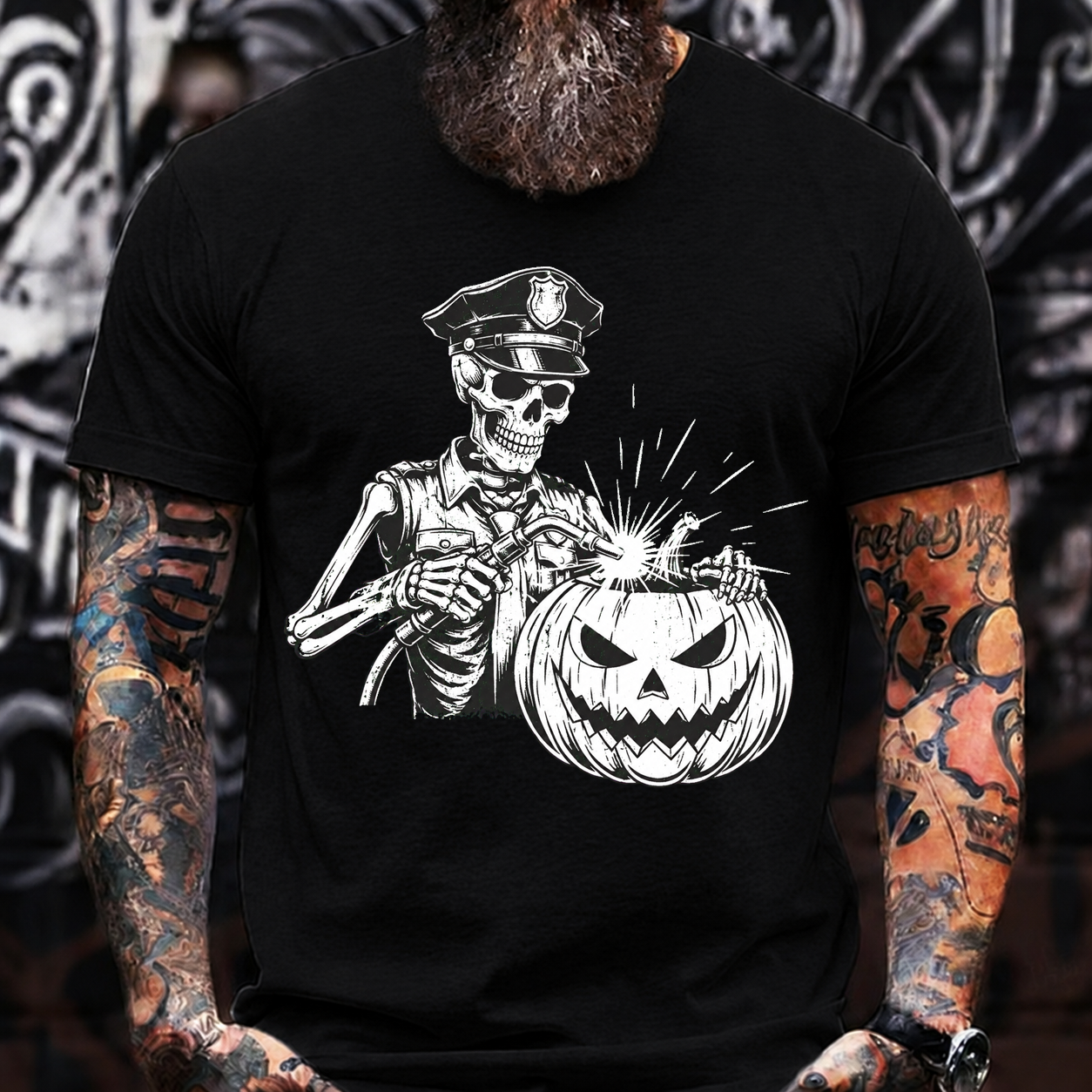 Skeleton Police Pumpkin T-Shirt