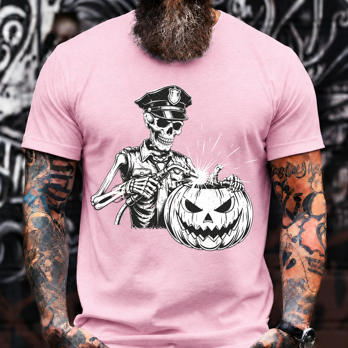 Skeleton Police Pumpkin T-Shirt