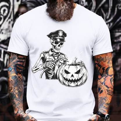 Skeleton Police Pumpkin T-Shirt