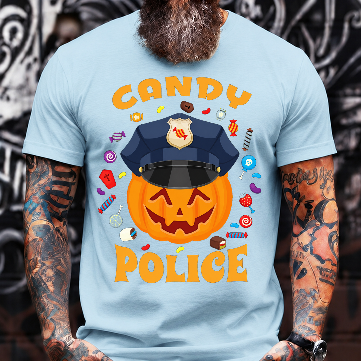 CANDY POLICE Halloween Pumpkin T-Shirt