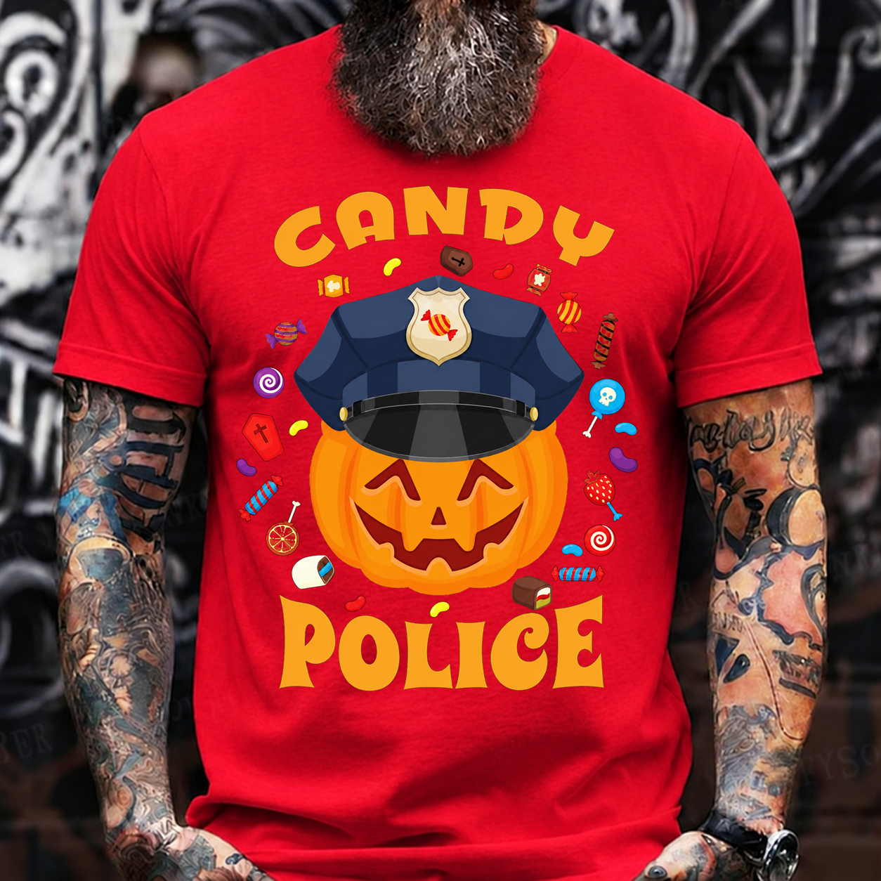 CANDY POLICE Halloween Pumpkin T-Shirt
