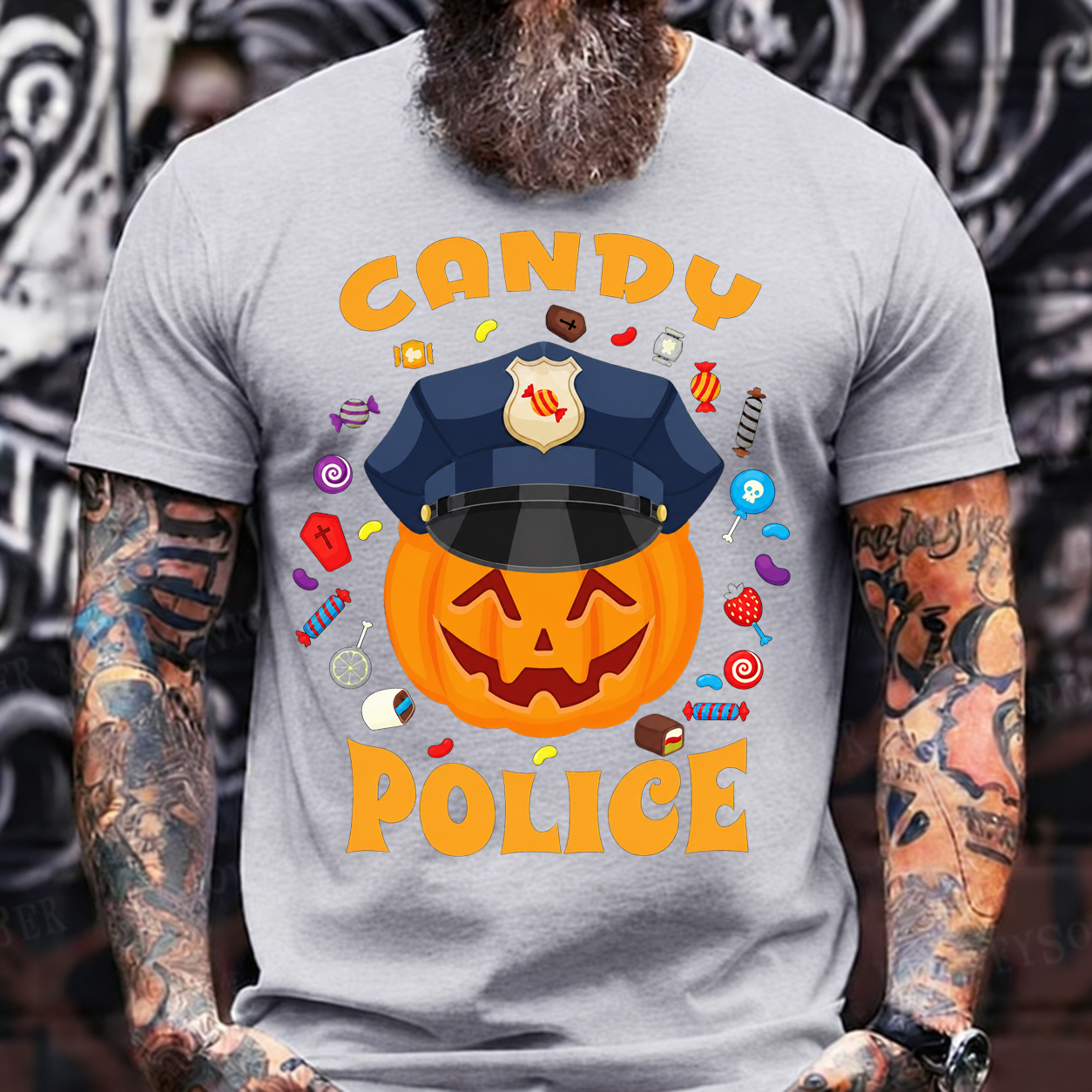 CANDY POLICE Halloween Pumpkin T-Shirt