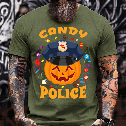 CANDY POLICE Halloween Pumpkin T-Shirt