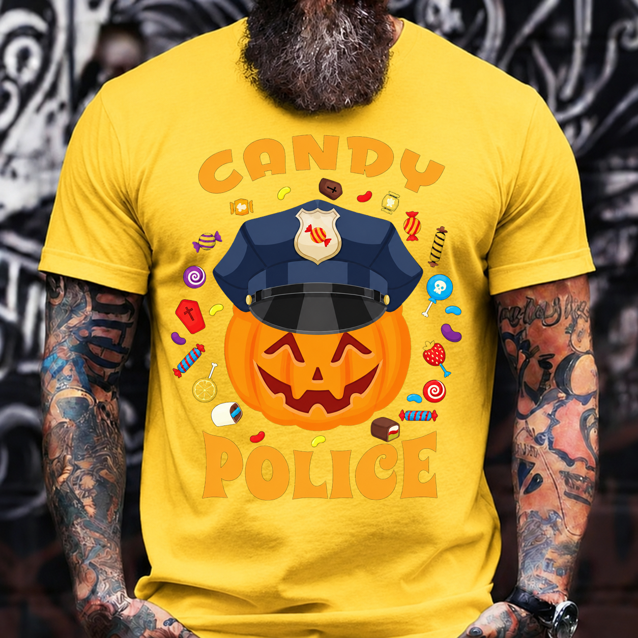 CANDY POLICE Halloween Pumpkin T-Shirt