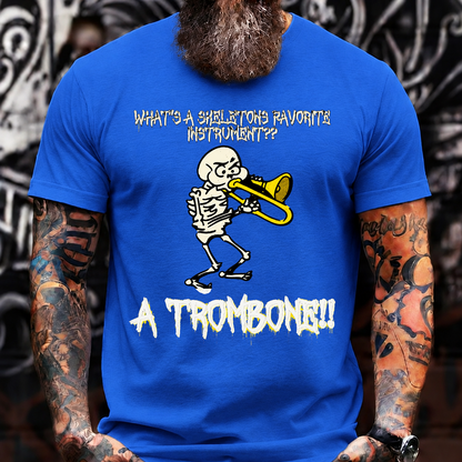 A TROMBONE!! Funny Skeleton Halloween Trombone T-Shirt