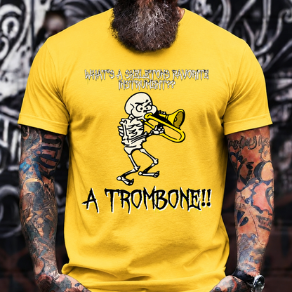 A TROMBONE!! Funny Skeleton Halloween Trombone T-Shirt