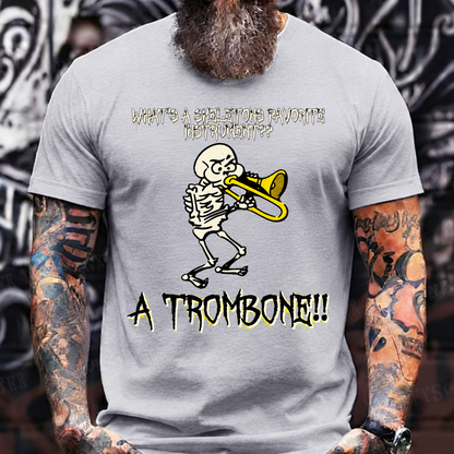 A TROMBONE!! Funny Skeleton Halloween Trombone T-Shirt