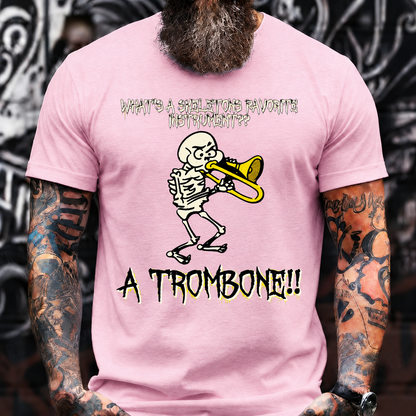 A TROMBONE!! Funny Skeleton Halloween Trombone T-Shirt