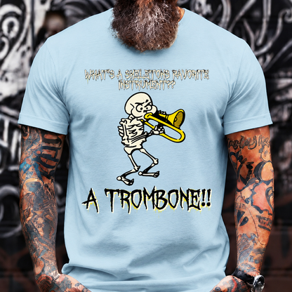 A TROMBONE!! Funny Skeleton Halloween Trombone T-Shirt