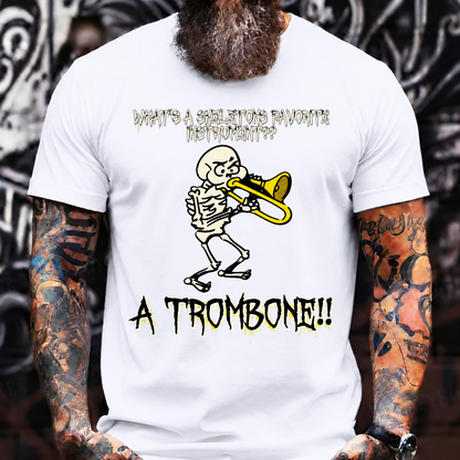 A TROMBONE!! Funny Skeleton Halloween Trombone T-Shirt